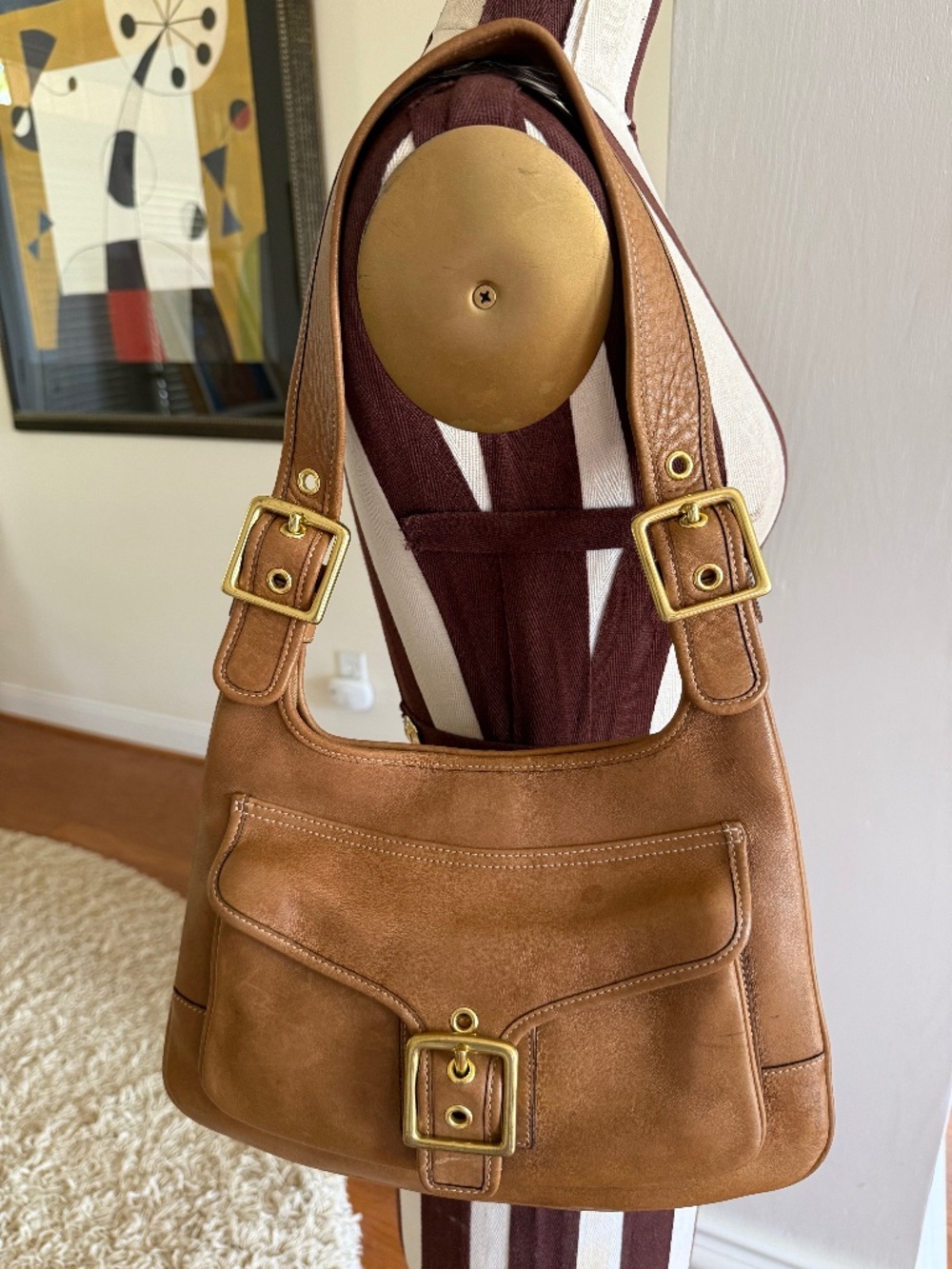 Coach Vintage Legacy Saddle Bag Caramel Brown Brass Hardware 9340